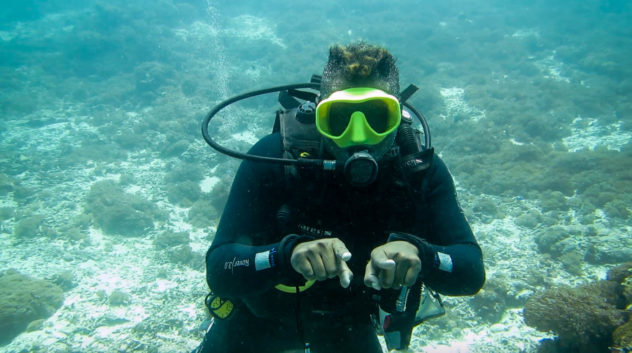 This diving hand signal is used normally by your dive guide, to tell someone to pair up with your buddy. Most commonly used in scuba diving courses.